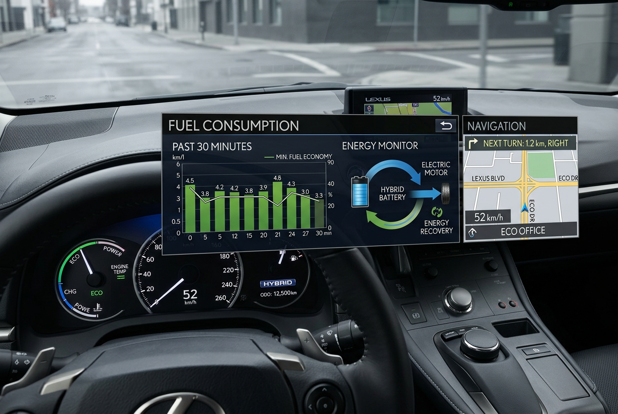 Consumo di carburante (veicoli con sistema di navigazione o impianto display audio Lexus)